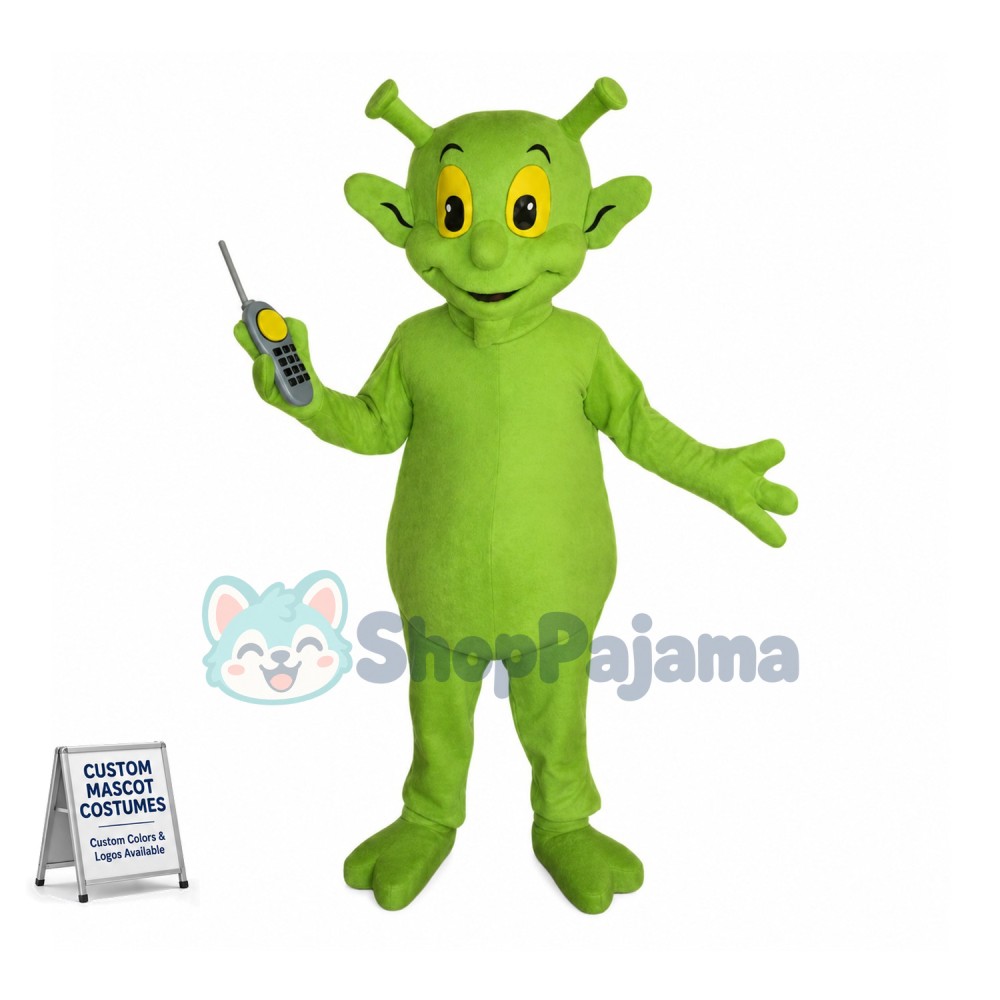 Cute Green Alien Mascot Costume