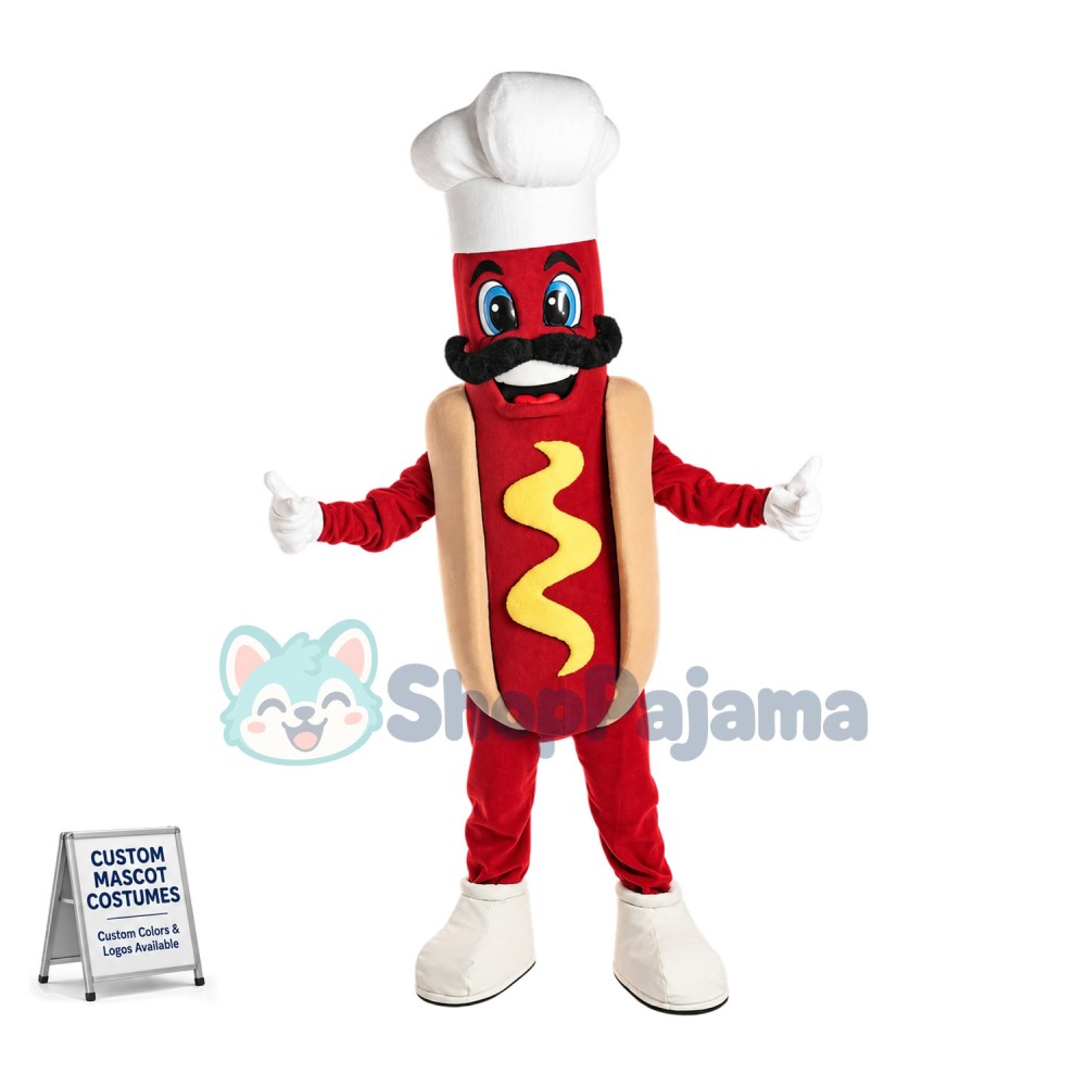 Chef Hot Dog Mascot Costume