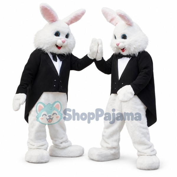 Handsome White Rabbit Mascot Costume