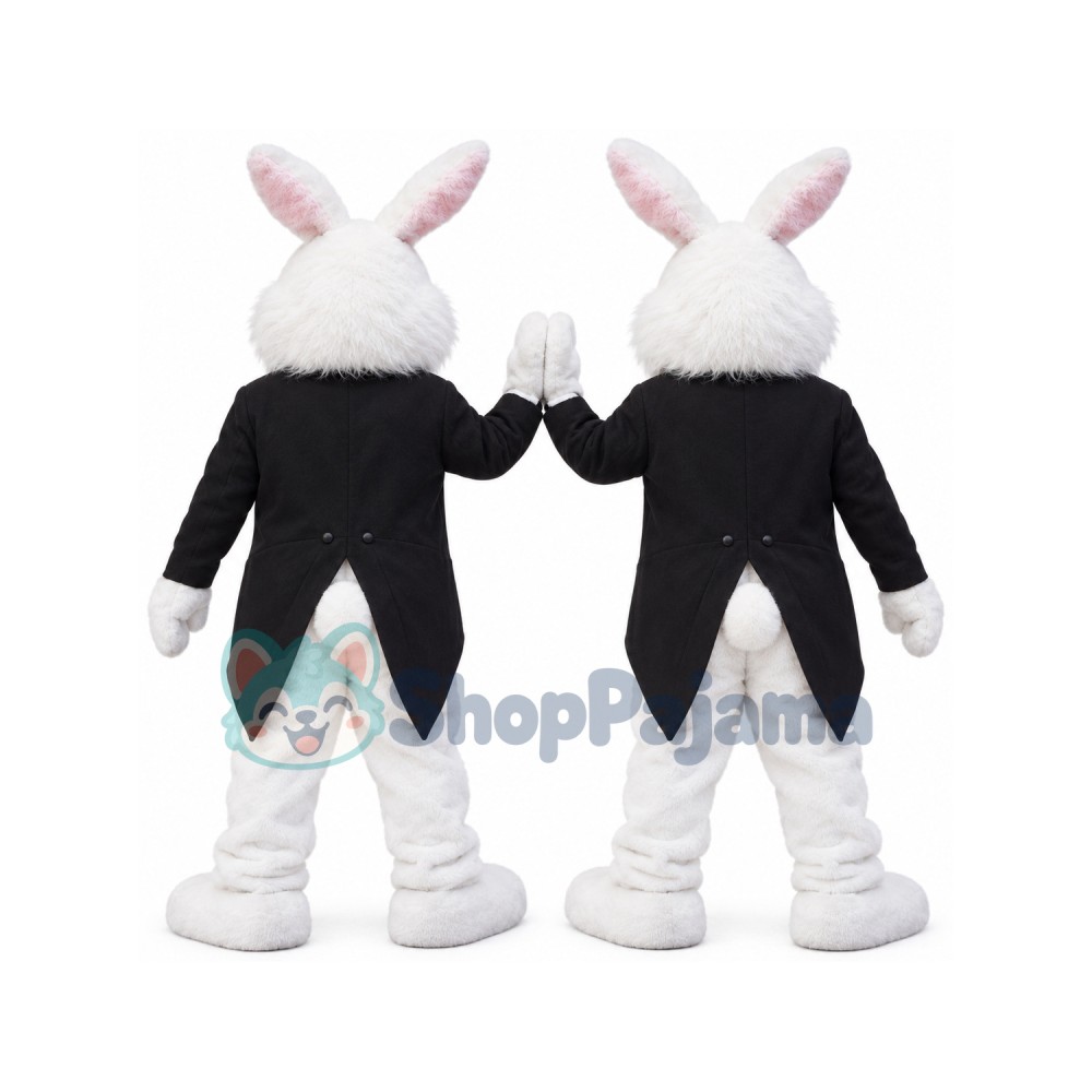 Handsome White Rabbit Mascot Costume