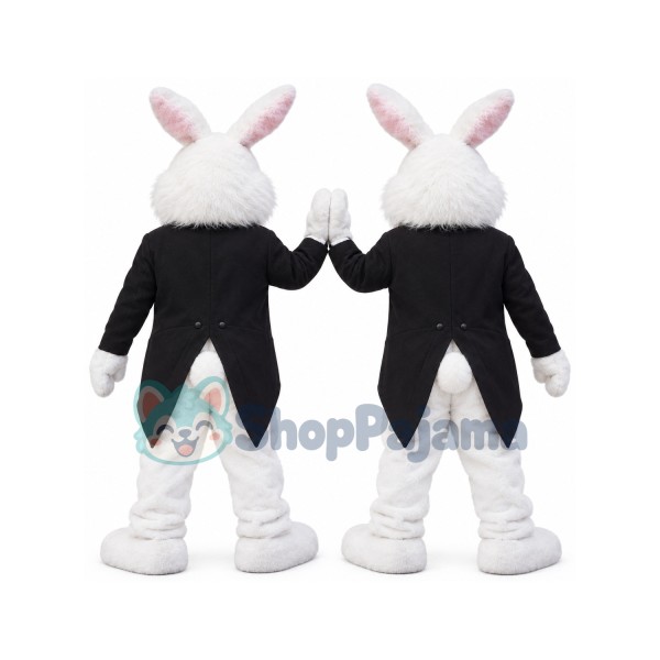 Handsome White Rabbit Mascot Costume