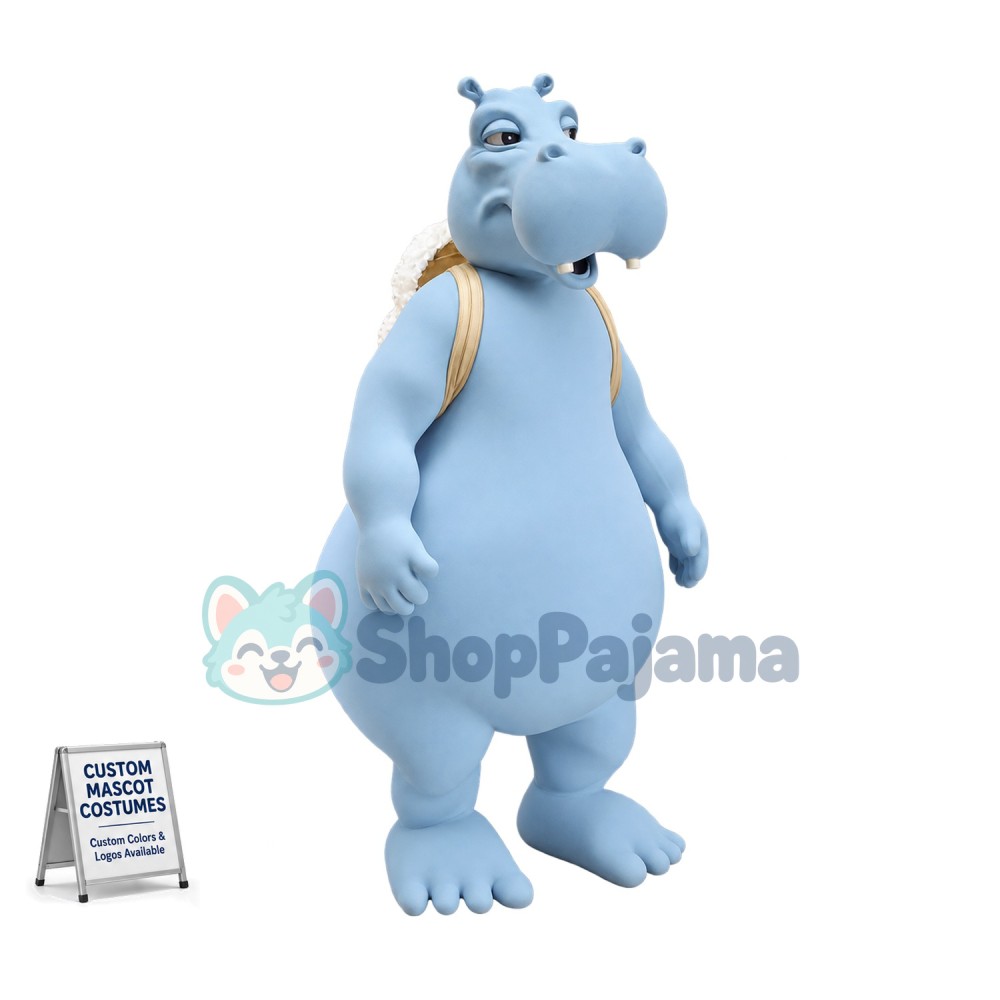 Superb Grey Hippo Mascot Costume