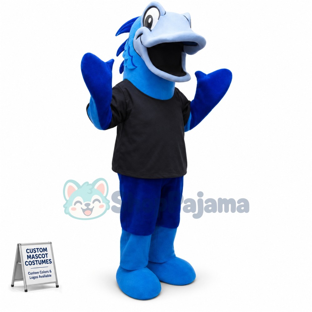 Sport Blue Fish Mascot Costume