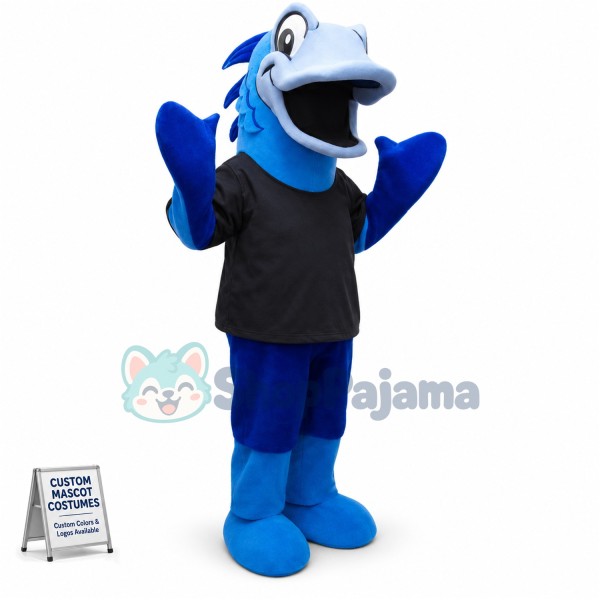 Sport Blue Fish Mascot Costume