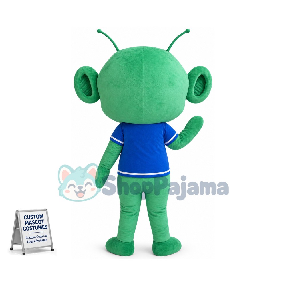 Big Head Green Alien Mascot Costume