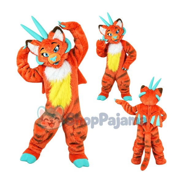 Superb Orange Dragon Mascot Costume