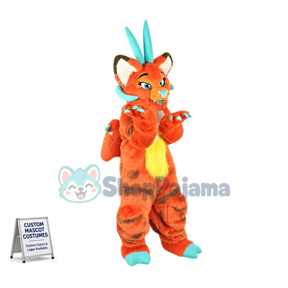 Superb Orange Dragon Mascot Costume