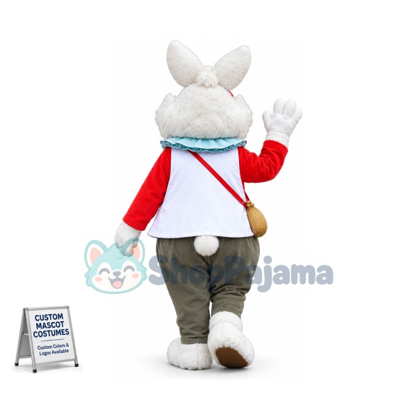 White Heart Rabbit Mascot Costume