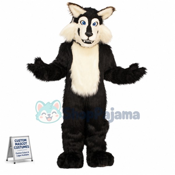 Superb Black Wolf Mascot Costume