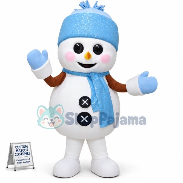 Blue Christmas Snowman Mascot Costume