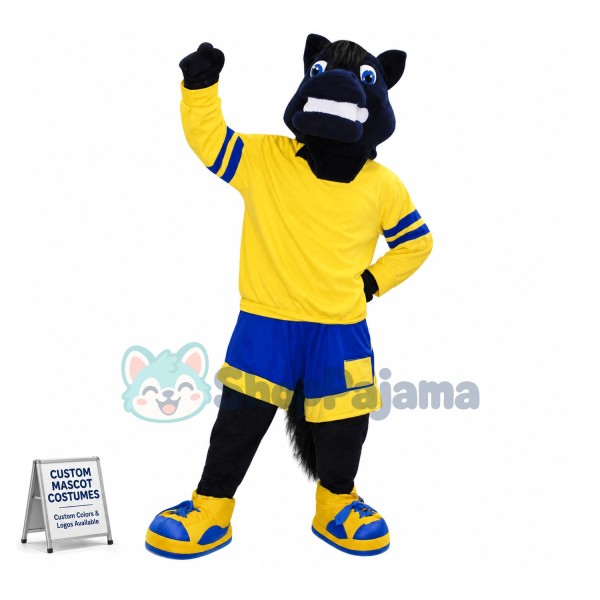 Superb Sport Black Horse Mascot Costume