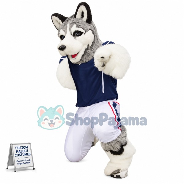 University Grey Husky Mascot Costume