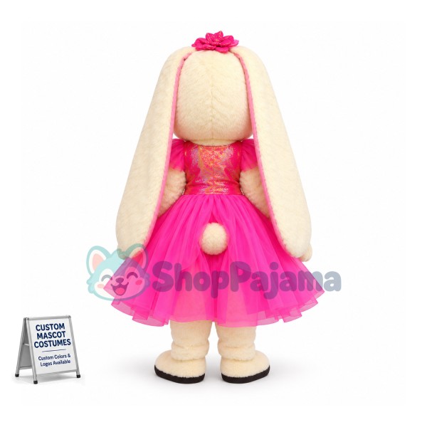 Pink Dress Bunny Mascot Costume