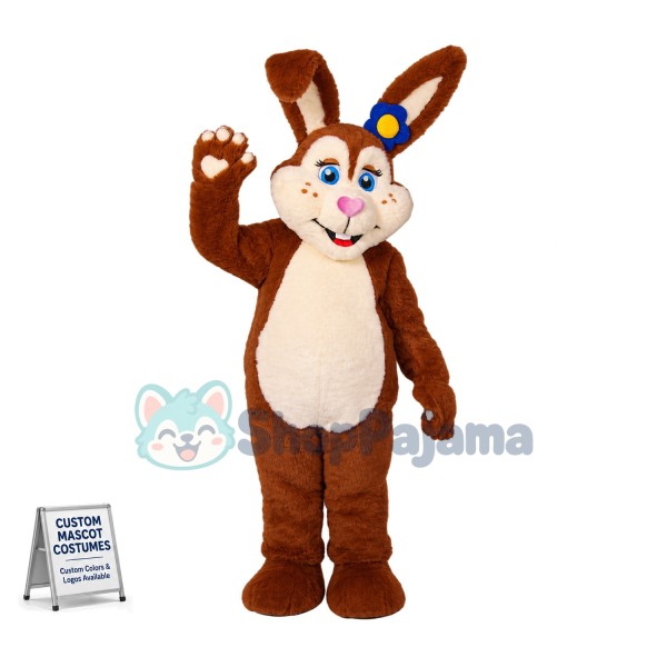 Brown Bunny Girl Mascot Costume