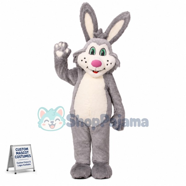 Grey Bunny Girl Mascot Costume