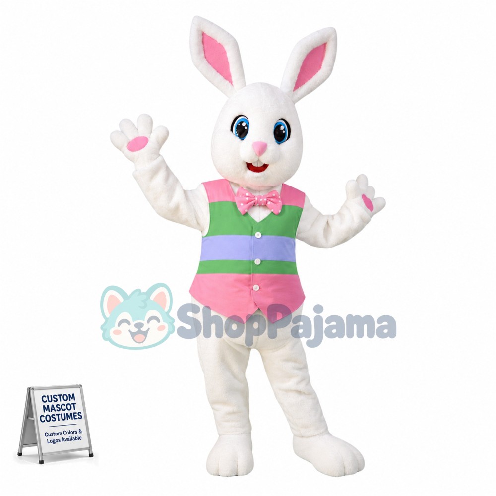 Pink & White Bunny Mascot Costume