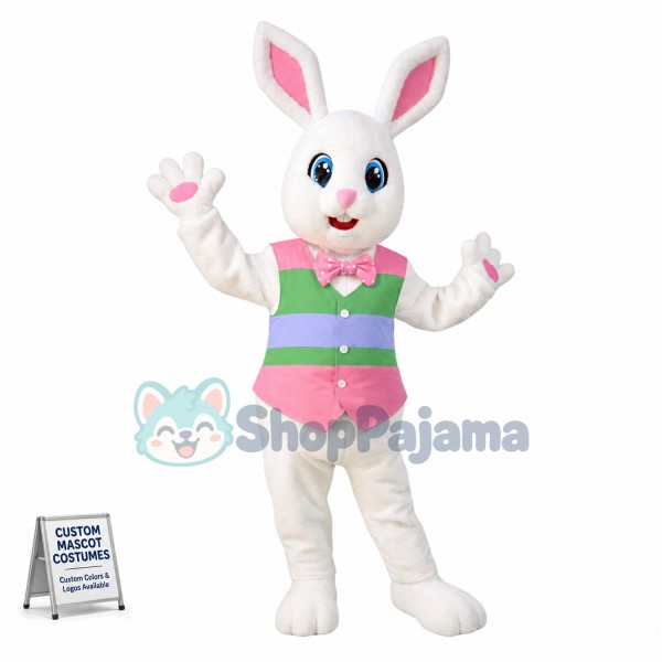 Pink & White Bunny Mascot Costume