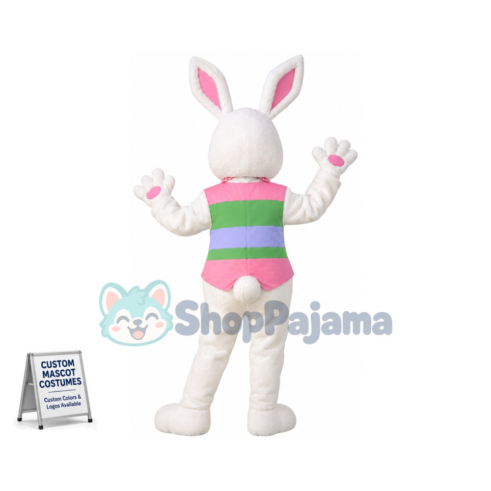 Pink & White Bunny Mascot Costume