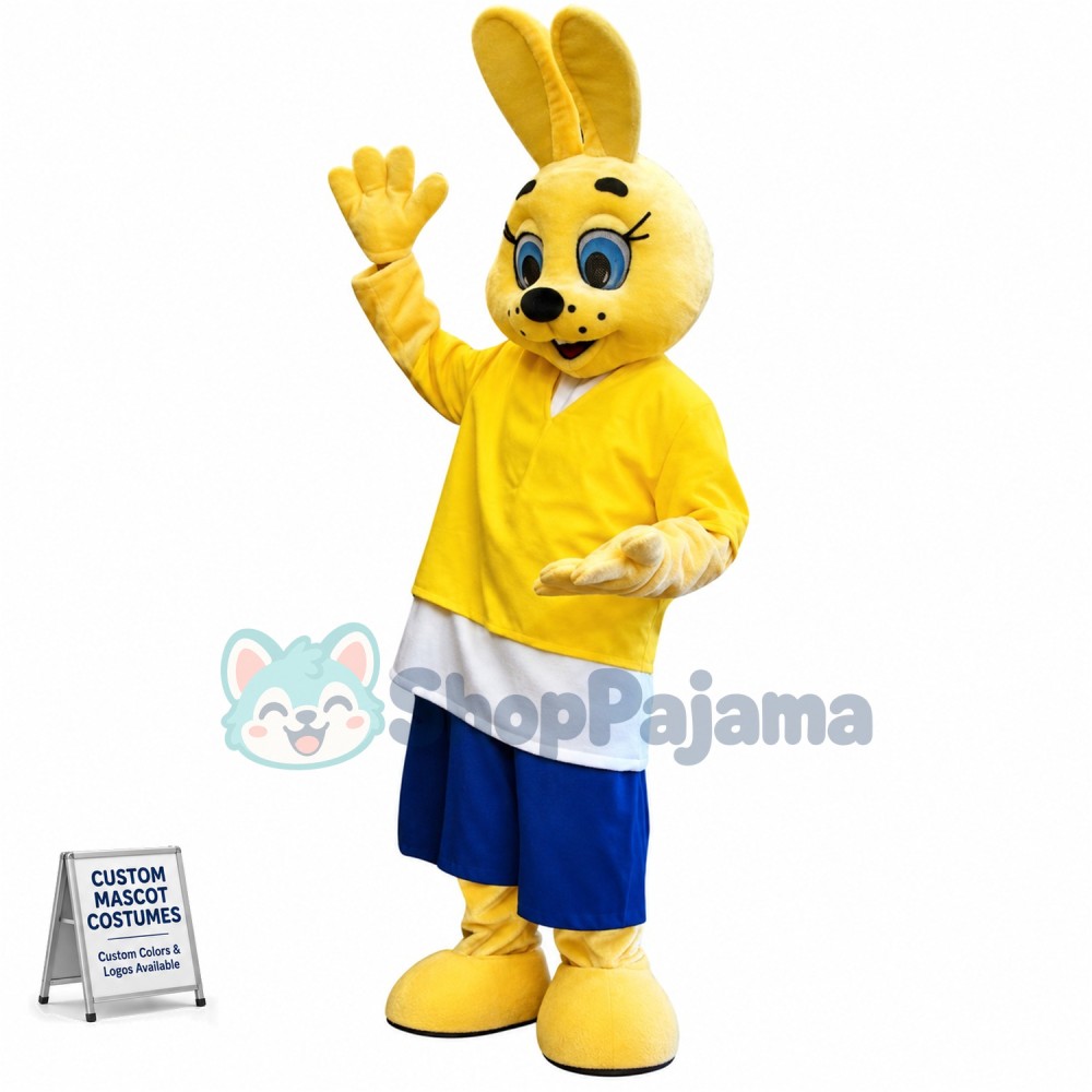 Cute Yellow Bunny Mascot Costume