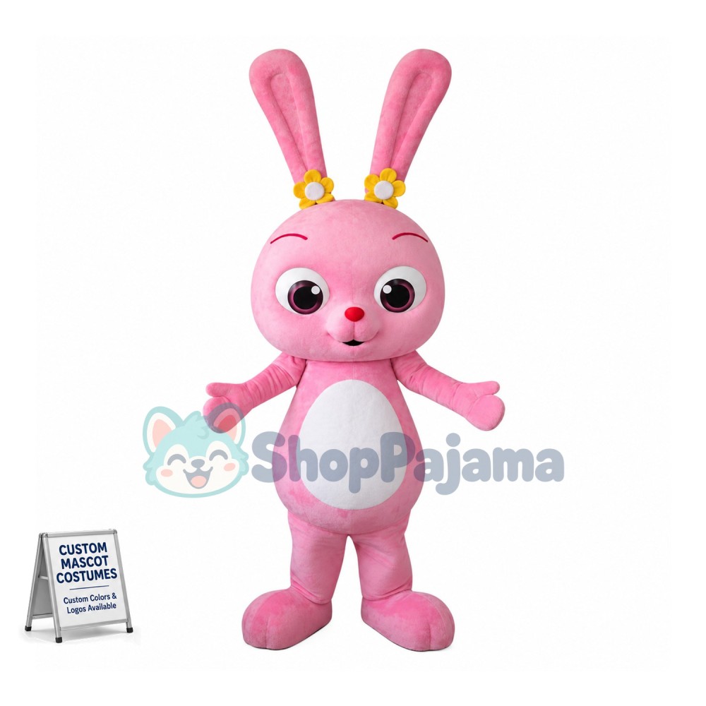 Superb Pink Bunny Mascot Costume