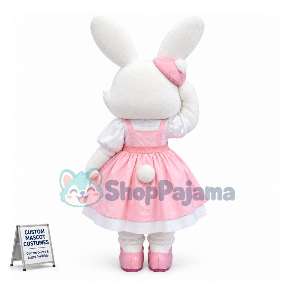 Pink Dress Rabbit Mascot Costume