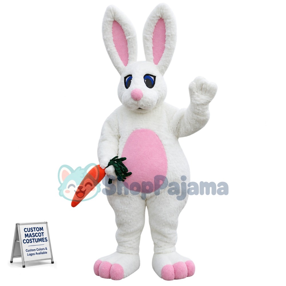 Superb White Easter Bunny Rabbit Mascot Costume
