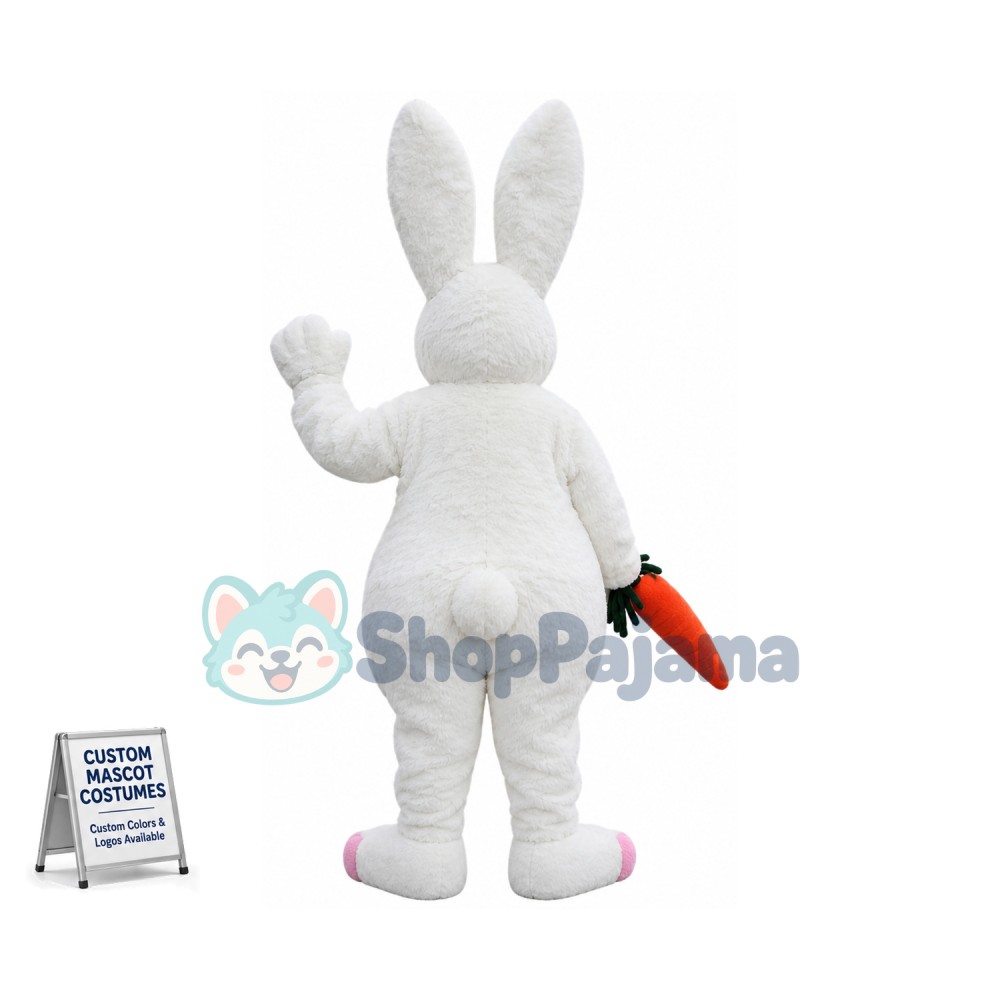 Superb White Easter Bunny Rabbit Mascot Costume