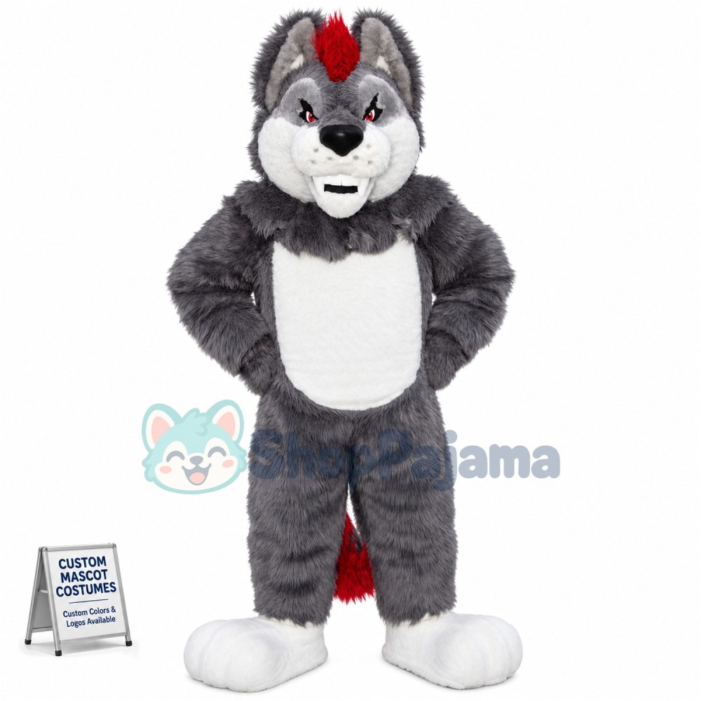 Superb Sport Grey Wolf Mascot Costume