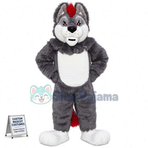 Superb Sport Grey Wolf Mascot Costume