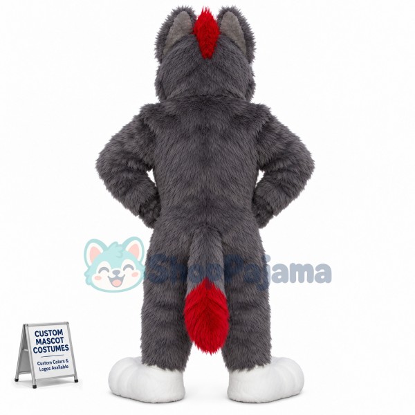 Superb Sport Grey Wolf Mascot Costume