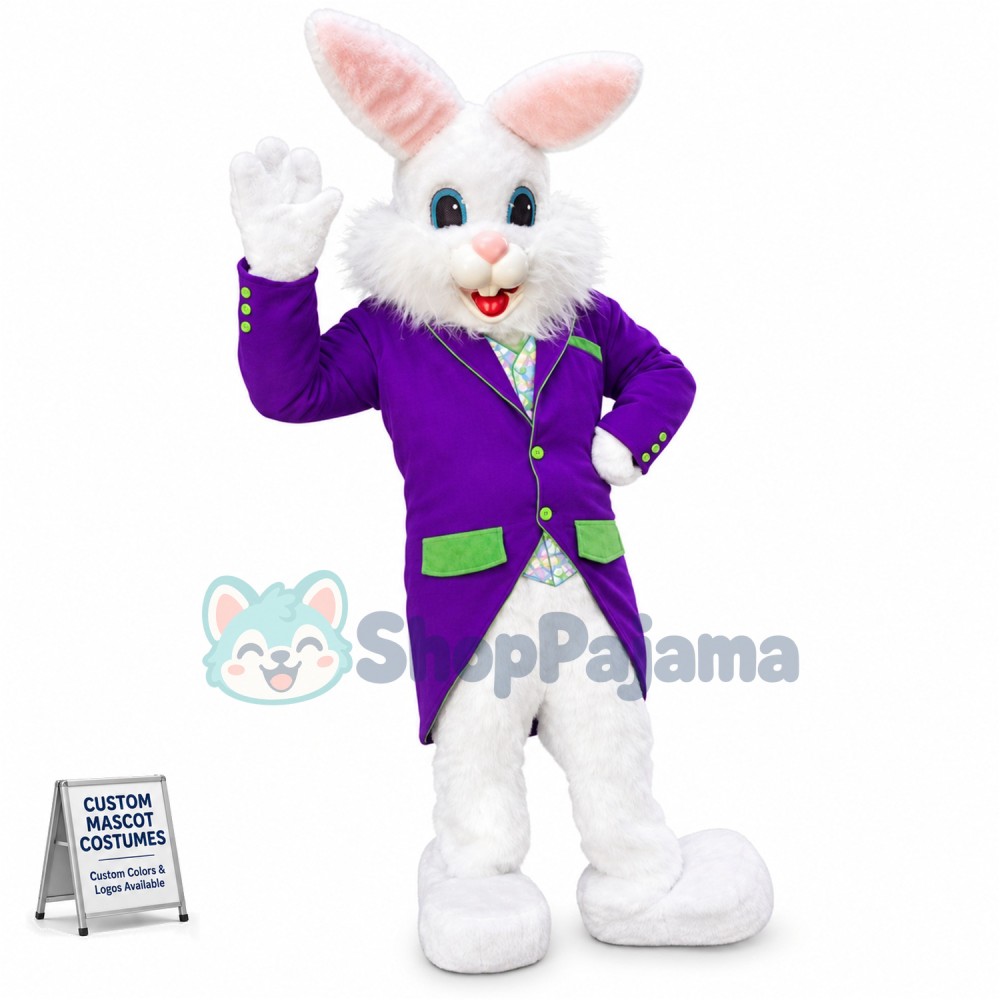 Purple Suit Easter Bunny Mascot Costume