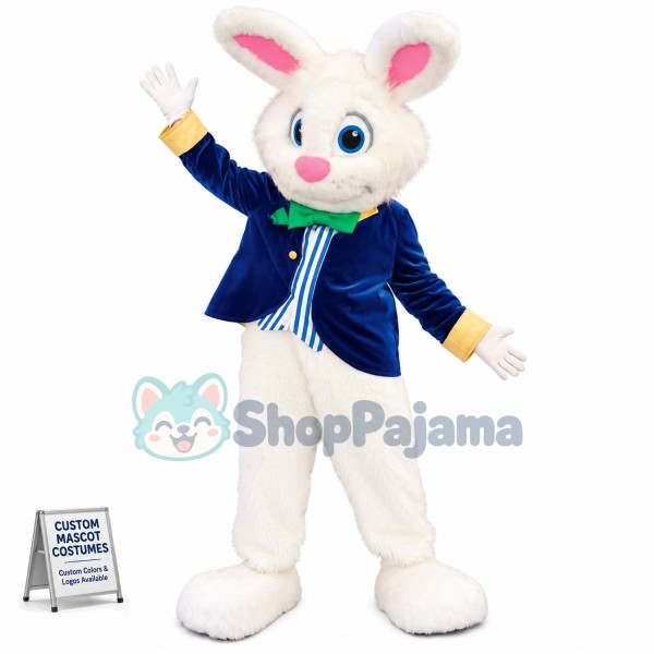 Blue Suit Easter Bunny Mascot Costume