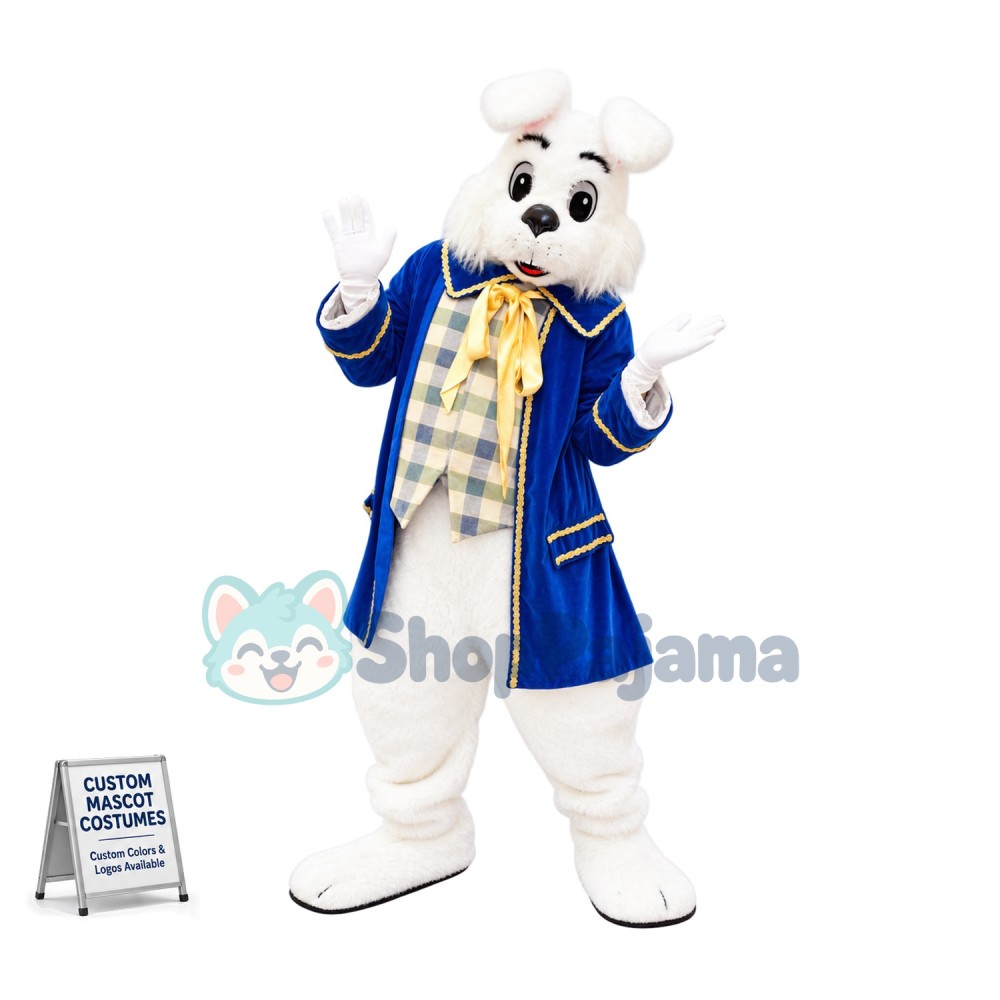 Superb Blue Suit Easter Bunny Mascot Costume