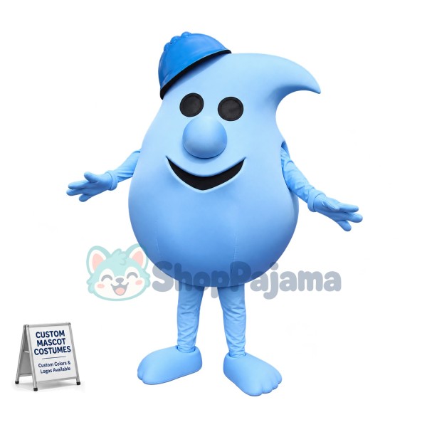 Superb Blue Water Droplet Mascot Costume