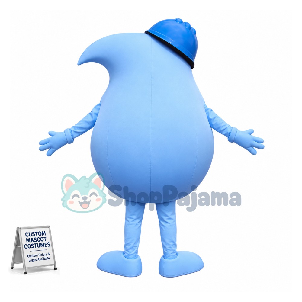 Superb Blue Water Droplet Mascot Costume