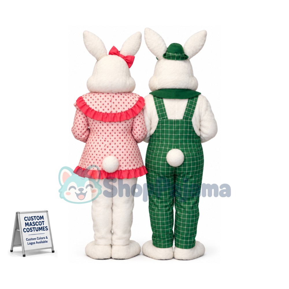 Friendly Mr & Mrs Rabbit Mascot Costume