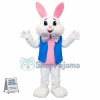 Happy White & Pink Rabbit Mascot Costume