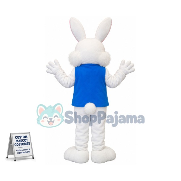 Happy White & Pink Rabbit Mascot Costume