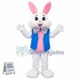 Happy White & Pink Rabbit Mascot Costume
