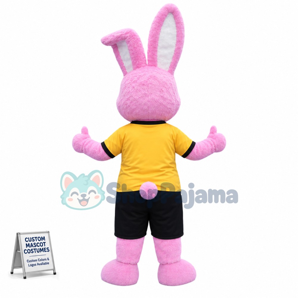 Happy Pink Rabbit Mascot Costume