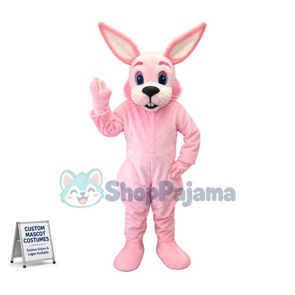Friendly Pink Rabbit Mascot Costume