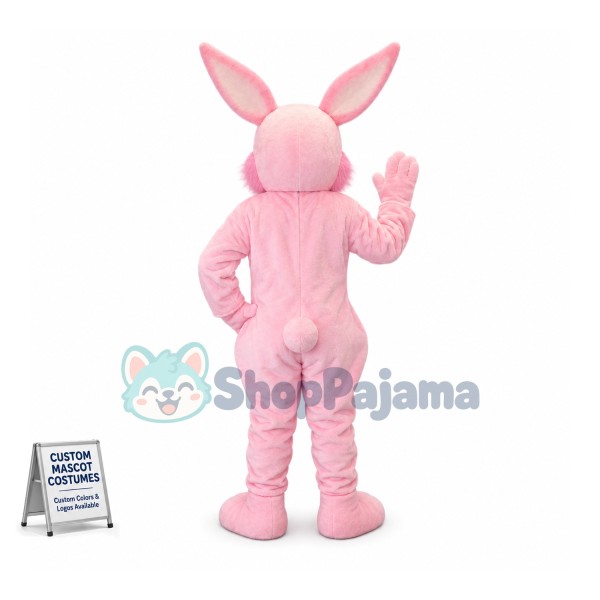 Friendly Pink Rabbit Mascot Costume