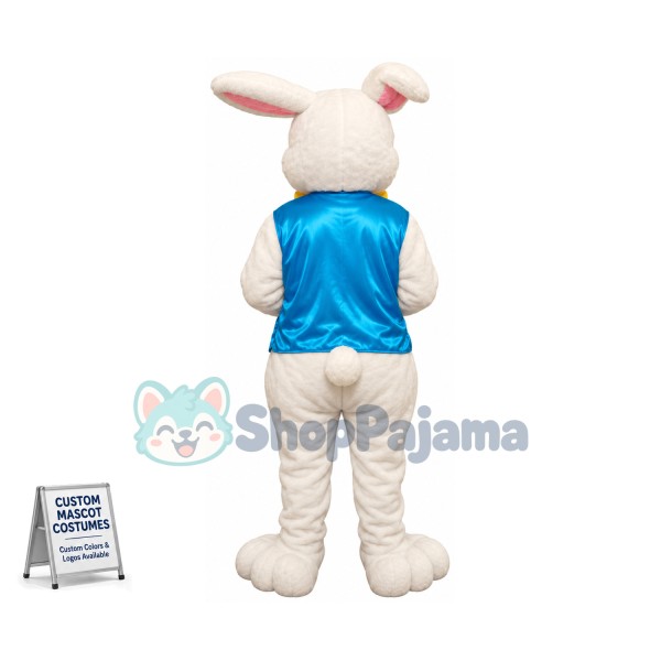 Friendly White Easter Bunny Rabbit Mascot Costume