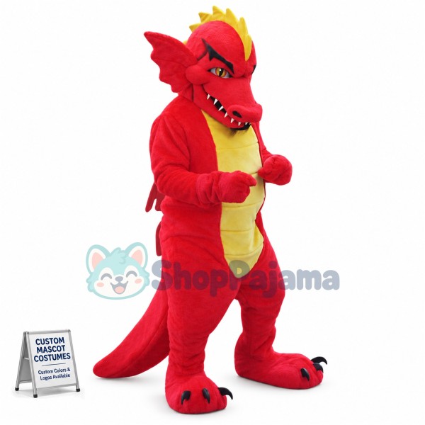 Superb Red Dragon Mascot Costume