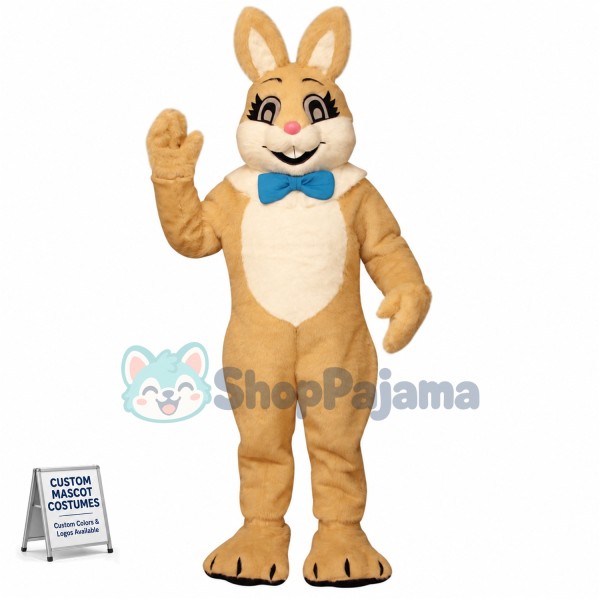 Friendly Brown Easter Bunny Mascot Costume