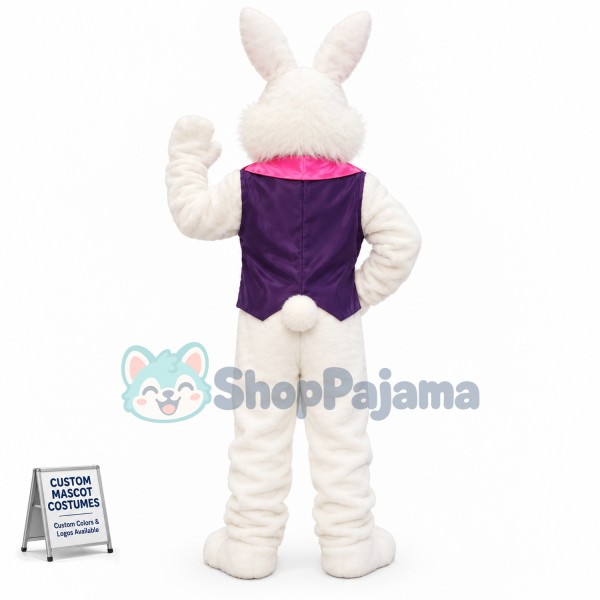 Friendly Purple Suit Easter Bunny Mascot Costume