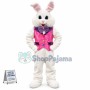 Friendly Pink Suit Easter Bunny Mascot Costume
