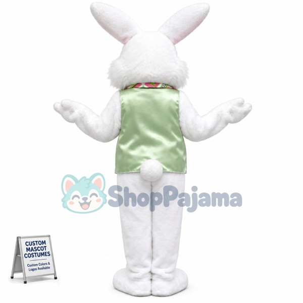 Friendly Green Suit Easter Bunny Mascot Costume