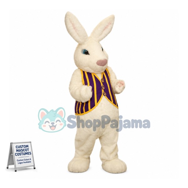 Superb White Easter Bunny Mascot Costume