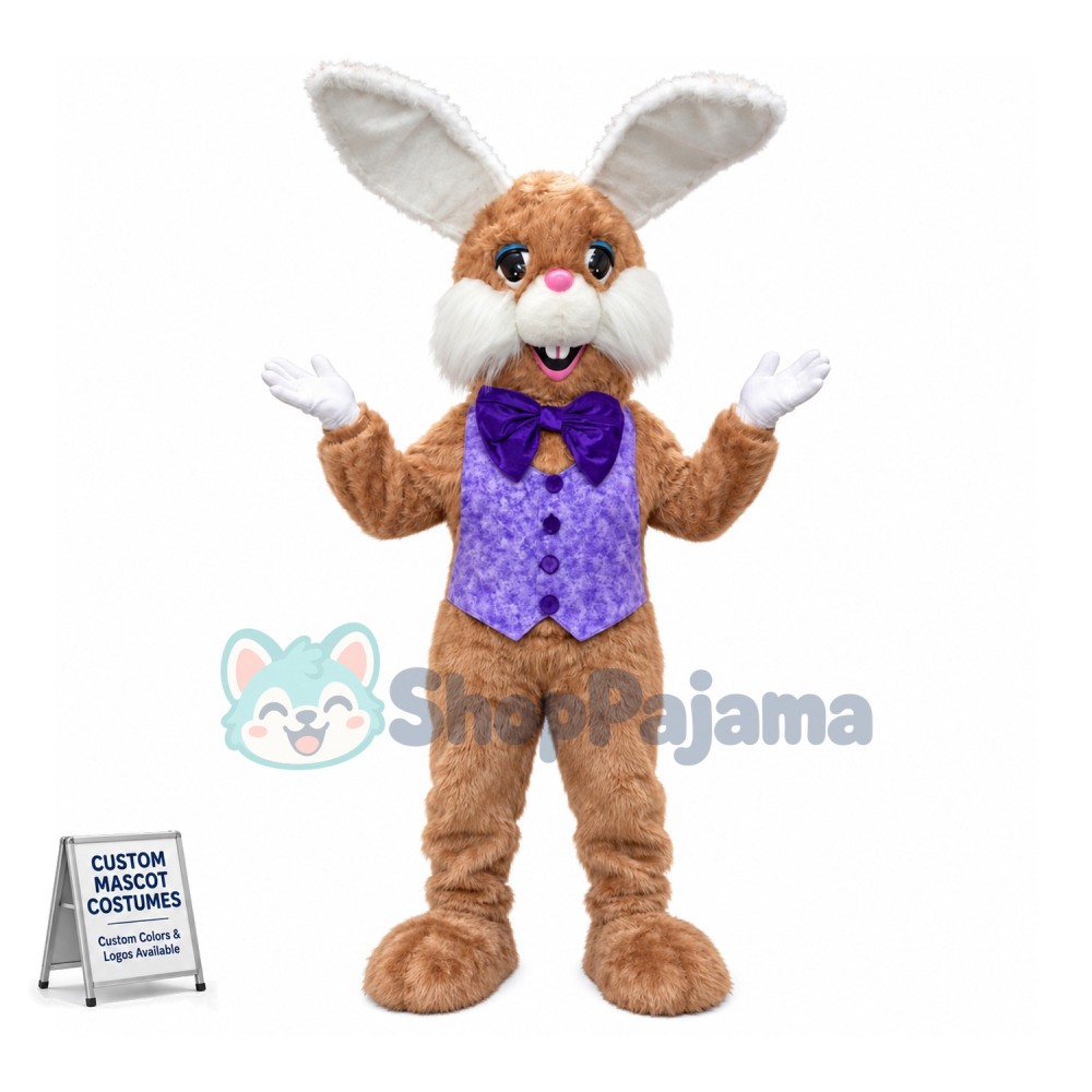 Friendly Lightweight Brown Bunny Mascot Costume